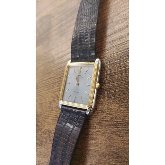 Rare Vintage Seiko Lassale Tank 6020-5809 Gray Dial Quartz Watch New Battery - Picture 4 of 11